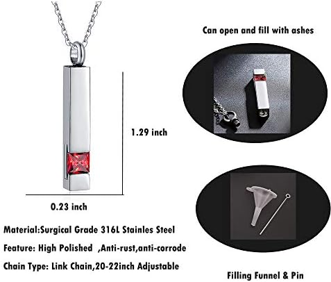 Vertical Bar Zircon Cremation Jewelry Urn Pendant for Ashes