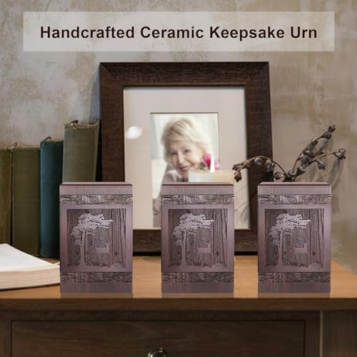 Wooden Carved Deer Cremation Urn for Human or Pet Ashes