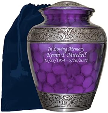NWA Customized Purple Cremation Urn with Velvet Bag