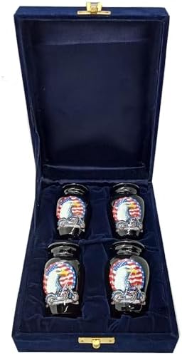 UR Keepsake Urn Set of 4 - US Flag Eagle with Harley Davidson Design