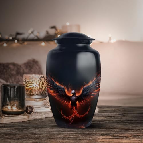 Black Phoenix Urns for Human Ashes - 10 Inch Capacity