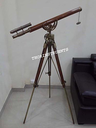 Antique Marine Telescope Double Barrel Floor Stand Decor