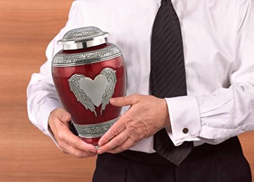 Dignity Angel Wings Urn for Ashes - Large Red Velvet Bag Included