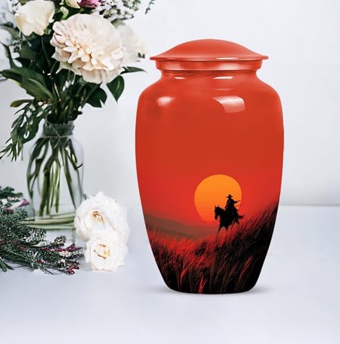 Sunset Cowboy Urn for Ashes - 10 Inch Adult Male