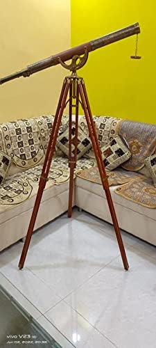 Vintage Anchor Master Floor Standing Telescope 62 Wooden Stand