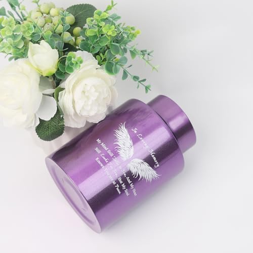 6 Inch Stainless Steel Purple Wing Keepsake Urn for Human Ashes
