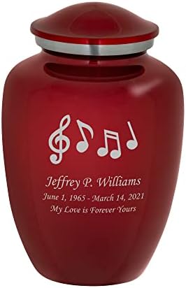 Homage Large Custom Engraved Music Themed Cremation Urn - Crimson