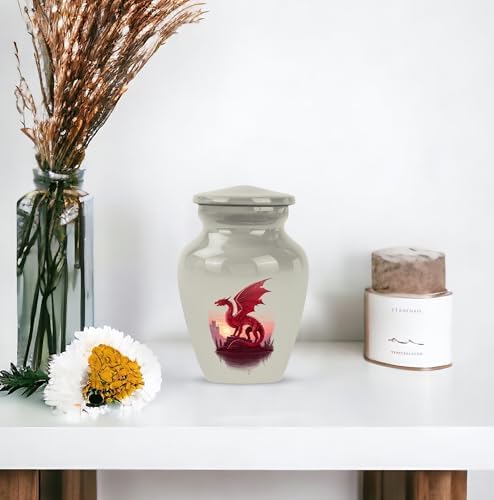 Red Dragon Urn Set for Ashes 3 Inch Size 2 Pieces