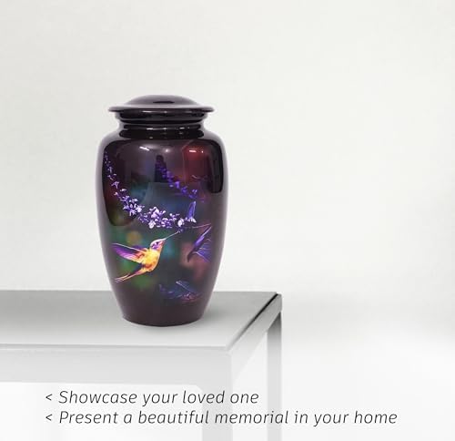 Midnight Purple Hummingbird Cremation Urn for Adults