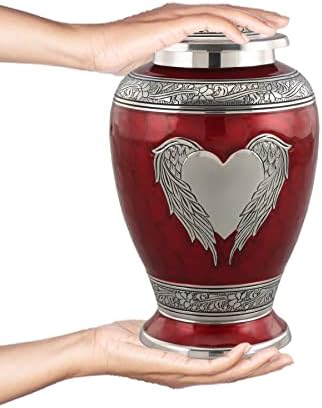 Dignity Angel Wings Urn for Ashes - Large Red Velvet Bag Included