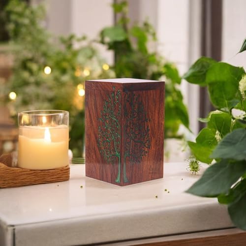 Handcrafted Rosewood Resin Cremation Urn Tree of Life