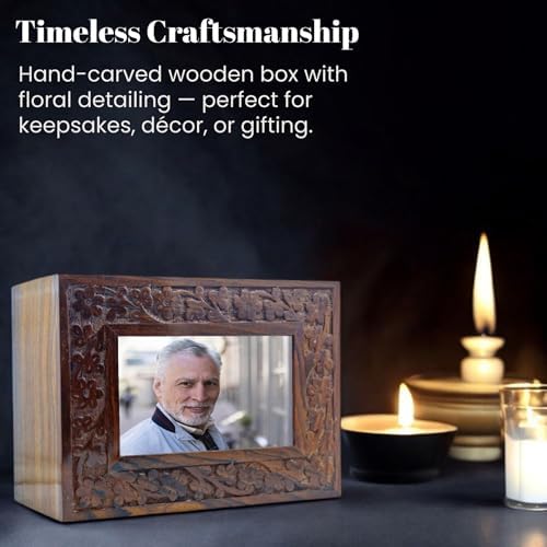 Handcrafted Rosewood Border Engraved Cremation Urn for Human Ashes Adult