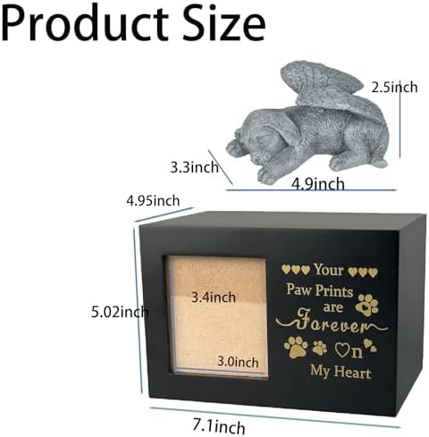 Elegant Wooden Pet Urn with Angel Statue and Photo Frame