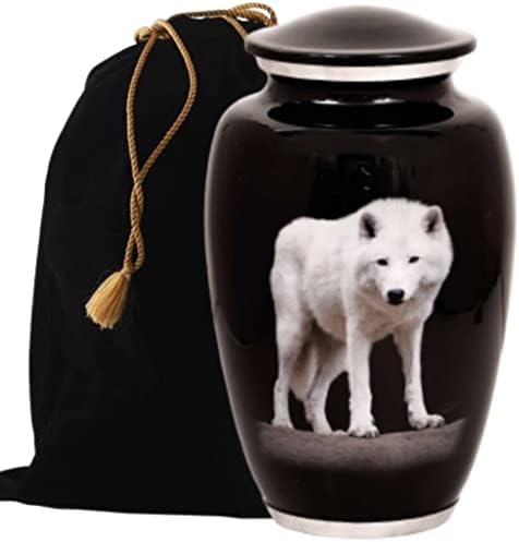 Stylish Aluminum Cremation Urn with Wolf Design