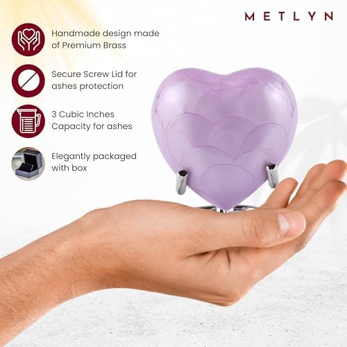 Small Heart Urn for Ashes in Brass - Purple
