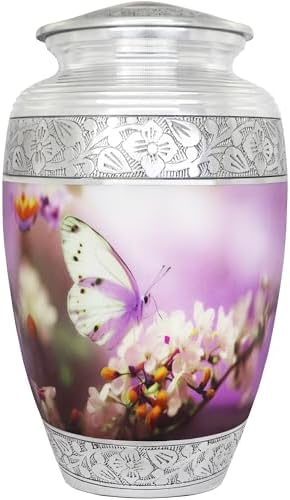 Purple Butterfly Decorative Urn for Cremation Ashes - Large