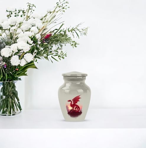 Red Dragon Urn Set for Ashes 3 Inch Size 2 Pieces