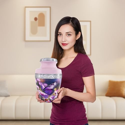 Purple Butterfly Flower Large Cremation Urn for Adult