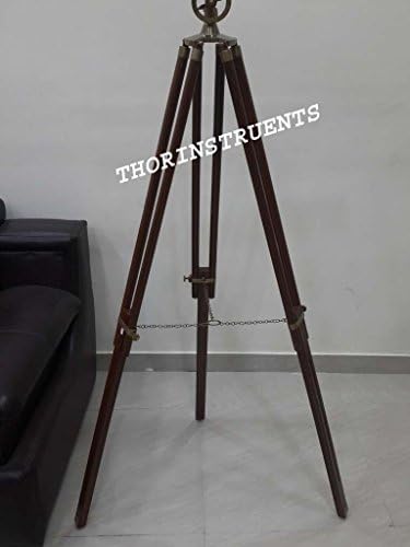 Nautical Brass Leather Telescope Floor Stand