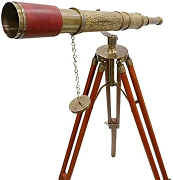 Nautical Antique Floor Standing Brass Telescope with Adjustable Arc Design