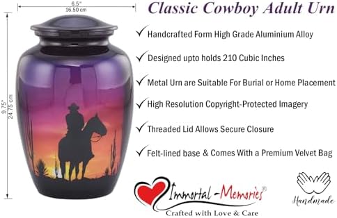 Cowboy Urn for Human Ashes - 200 Cubic Inches