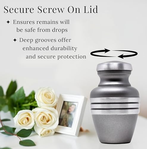 Pewter Small Urn for Human or Pet Ashes - Keepsake Urn with Velvet Bag