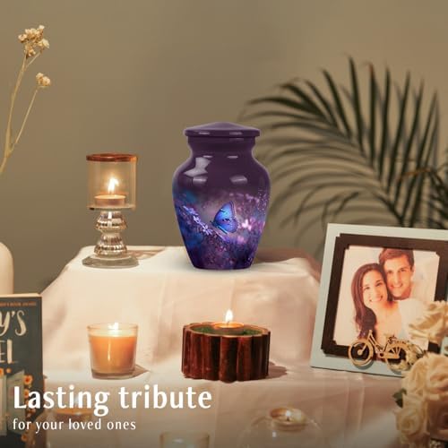 Purple Butterfly Urn for Human Ashes 3 Inch