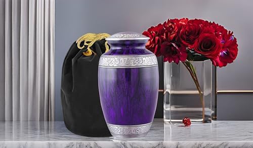 Elegant Purple Cremation Urn for Human Ashes Large Adult Memorial Urn