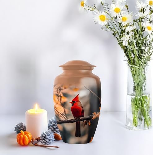 Elegant Memorial Urn for Ashes Beige 10 Inch