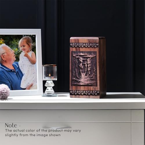 JAGASY 8 Inch Wooden Cremation Urn for Human Ashes