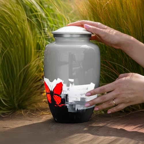 Pearl Grey Butterfly Urn for Human Ashes - Large