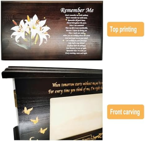 Cremation Urn for Human Ashes Walnut Wooden Urn with Photo Frame 270 Cubic Inches Capacity