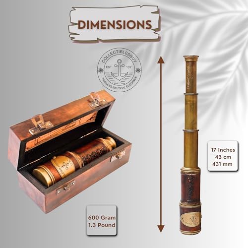 Vintage Brass Marine Telescope with Leather Handle