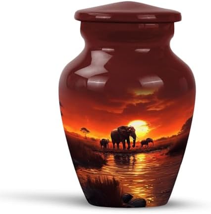Elephant Miniature Cremation Urn - 3 Inch Sunset Design