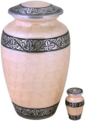 Handcrafted Metal Cremation Urn with Marble Pattern 8x8x9 Inches