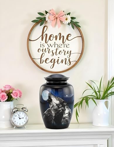 Midnight Wolves Urn - 3 Wolves Cremation Urn for Ashes