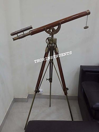 Antique Marine Telescope Double Barrel Floor Stand Decor