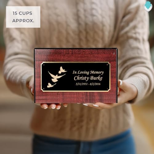 GetUrns Heritage Adult Cherry Wood Cremation Urn Box with Dove Engraving
