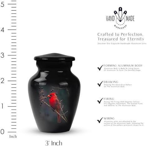 Set of 4 Red Cardinal Bird Mini Keepsake Urns for Human Ashes