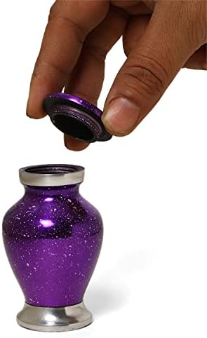 Small Purple Cremation Urn with Velvet Bag and Gift Box