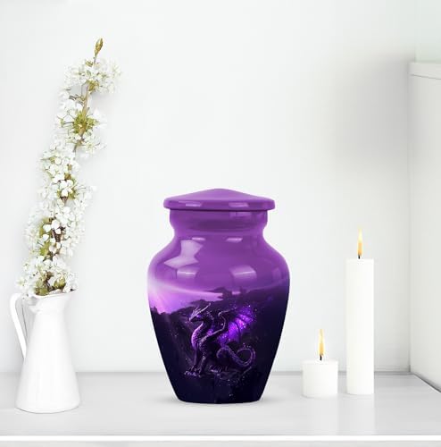 Purple Dragon Keepsake Urns Mini Urn for Human Ashes 3 Inch Size Set of 1