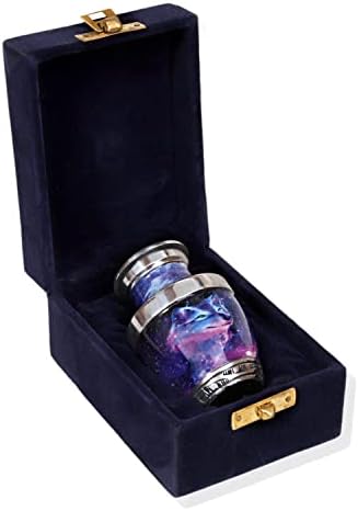 HLC Galaxy Wolf Mini Urn with Velvet Box Bag - Affordable Ashes Keepsake 35 cuin