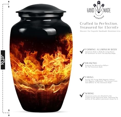 Fire Urn for Human Ashes - Black Velvet Bag