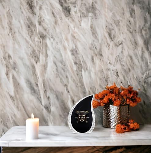 Pirate Skull Black Urn for Human Ashes 3 Inch