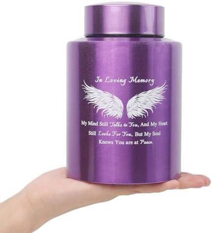 6 Inch Stainless Steel Purple Wing Keepsake Urn for Human Ashes