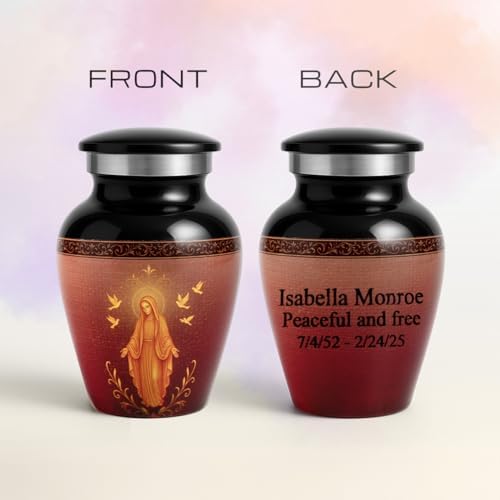 Catholic Mini Keepsake Urn with Virgin Mary Design