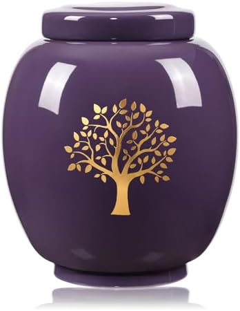 Purple Ceramic Tree of Life Keepsake Urn for Human Ashes