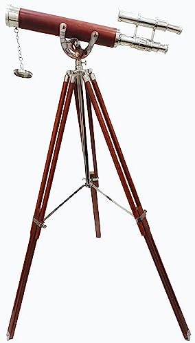 Vintage Brass Double Barrel Nautical Telescope Stand