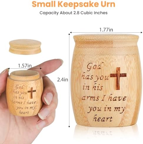 Bamboo Cremation Urn Set of 2 with Tree of Life Pattern
