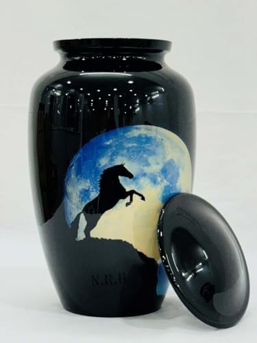 A Horse on The Moon Cremation Urn - Black 11 Inch